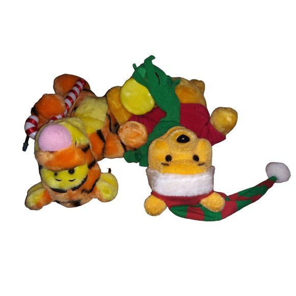 VTG Disney Winnie The Pooh and Tigger Santa's Best Plush Animated Ornament Lot - Picture 8 of 12